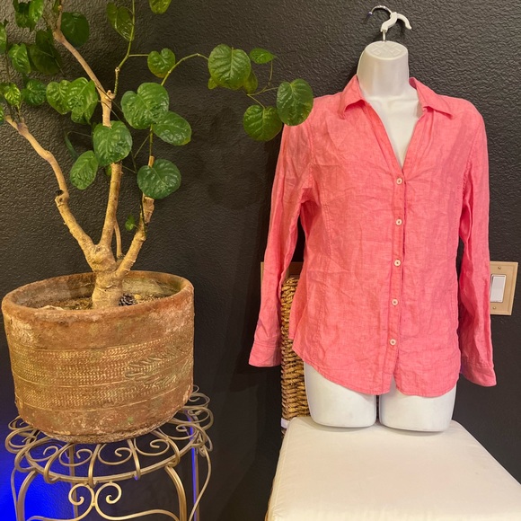 Brooks Brothers Women's Rose 100% Linen Button-Down Shirt - Picture 3 of 12